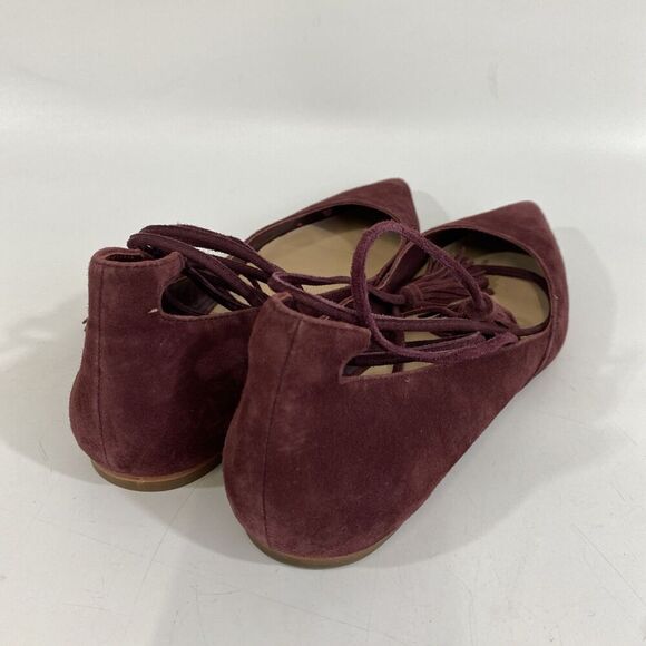 Loeffler Randall PENELOP Bordeaux Red Suede Lace Up Pointed Toe Flats, Wms Sz 8 - Picture 5 of 11